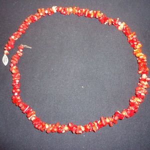 Red coral necklace 22" w/ lobster claw clasp